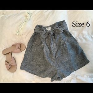 Artisan NY 100% Linen Gray High Waisted Shorts